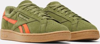 Reebok Classic Sneaker REEBOK CLASSIC CLUB C GROUNDS UK, Damen, Gr. 36,5, deepolive, pumporange, gum, Leder, Synthetik, Schuhe Sneaker