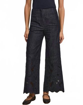Veronica Beard Osborne Wide Leg Pants In Indigo Rinse