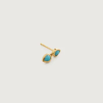 Monica Vinader Gold Double Teardrop Stud Single Earring Turquoise
