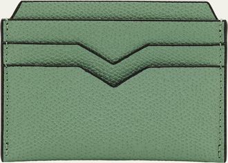 Valextra Mens V-Slot Leather Card Case