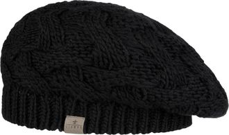 Lierys Jesila Womens Beret - Knitted hat with New Wool - Womens hat Made in Germany -French Ladies Beret - Fall/Winter Wool hat - Black One Size
