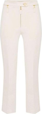 Elisabetta Franchi Double crepe broek - Dames - Vrijetijds broeken - Wit - L - Leer - Broeken
