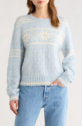 All in Favor Fair Isle Crewneck Sweater in Lt Blue Ivory at Nordstrom Rack, Size X-Small