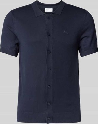 Lindbergh Lindbergh Slim Fit Freizeithemd mit Logo-Stitching Modell Ecovero in Dunkelblau, Gr&ouml;&szlig;e XXL