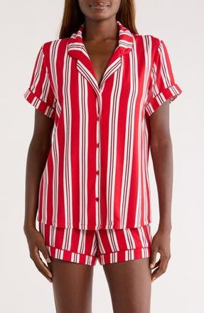 Nordstrom Moonlight Eco Short Pajamas in Red- Ivory Carol Stripe at Nordstrom Rack, Size Medium