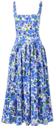 Carolina Herrera Abito midi a fiori - Blu