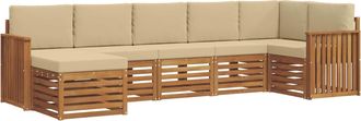 vidaXL Conjunto De Sof&aacute;s De Exterior 7 Uds. Natural Y Beige Vidaxl
