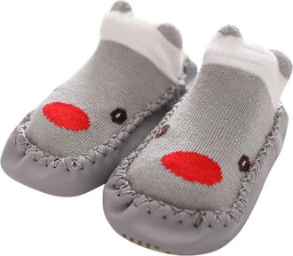 Generic Baby Boys Girls First Walking Shoes Slippers Socks Toddler Barefoot Infant PU Leather Princess Party Winter Warm Fleece for