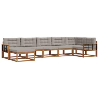 vidaXL Conjunto De Sof&aacute;s De Exterior 7 Pcs Gris Natural Y Claro Vidaxl