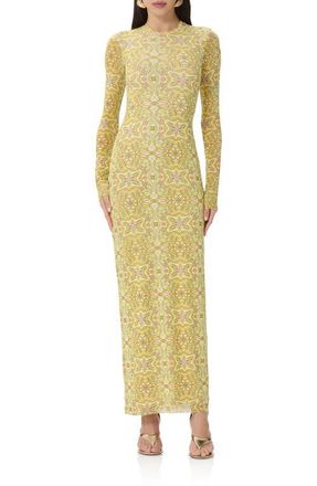AFRM Didi Print Long Sleeve Maxi Dress in Sunlight Tile at Nordstrom, Size Small
