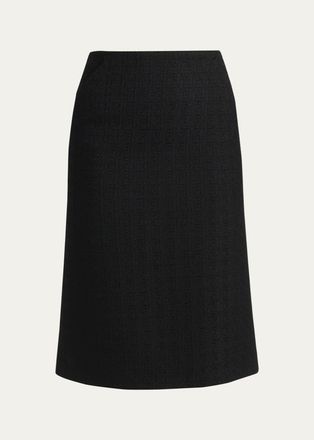 Alexander McQueen Sweetheart-Waist Lightweight Tweed Midi Skirt