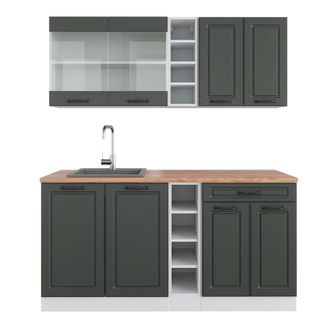 Vicco Cocina Vers&aacute;til R-line, Antracita Casa De Campo/blanco, 160 Cm, Et Roble, Vicco