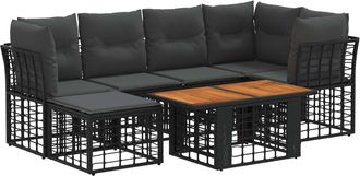 vidaXL Conjunto De Sof&aacute;s De Jard&iacute;n 7 Uds. Negro Y Gris Oscuro Vidaxl