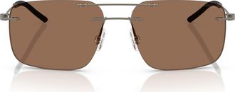 Moncler 56mm Rimless Rectangular Sunglasses in Dark Brown at Nordstrom