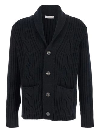 KANGRA cable-knit shawl-collar cardigan - Black