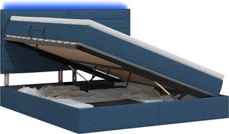 vidaXL Cama De Almacenamiento Led Con Colch&oacute;n Azul 180 X 200 Cm Tela Vidaxl