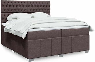 vidaXL Vidaxl - Cama Box Spring Con Colch&oacute;n Tela Marr&oacute;n Oscuro 200x200 Cm