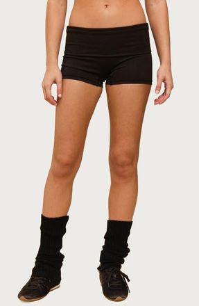 Edikted Soraia Foldover Bike Shorts in Black at Nordstrom, Size X-Large