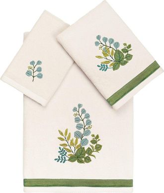 Linum Home Textiles 100% Turkish Cotton Botanica 3Pc Embellished Towel Set