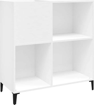 vidaXL Mueble Para Discos Madera Contrachapada Blanco 84,5x38x89 Cm Vidaxl