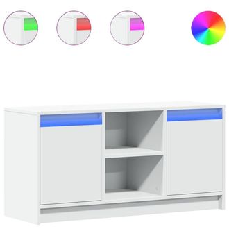 Berkfield Home TV Cabinet with LED White 100x34x50 cm Engineered Wood | Size: 100 x 34 x 50 cm