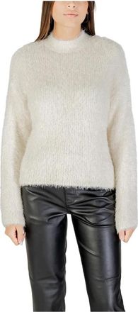 Only Witte Gebreide Kleding voor Vrouwen - Dames - Ronde hals truien - Wit - M - Polyester - Truien & Vesten