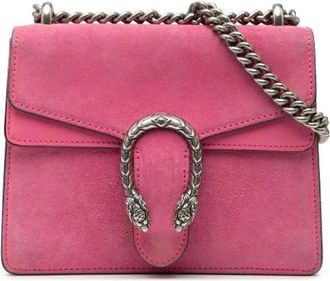Gucci Pre-owned Shoulder Bags, female, Pink, Size: ONE SIZE Pre-owned Suede Shoulder Bag