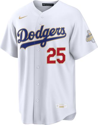 Nike Tommy Edman Los Angeles Dodgers 2025 World Series Champion Gold Series Nike Mens MLB Stadium Jersey in White | RE260KQJ6LD-7CH
