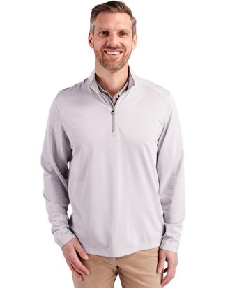 Cutter & Buck Virtue Eco Pique Micro Stripe Recycled Mens Quarter Zip