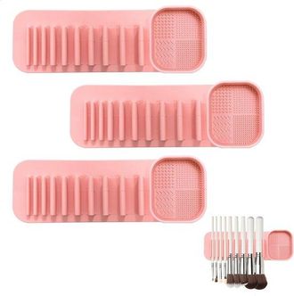 OEM Soporte Brochas Maquillaje, Soporte Silicona Brochas Pared, Soporte Adsorci&oacute;n Autom&aacute;tica 4 Piezas, Estante Almacenamiento Multifuncional, Rosa