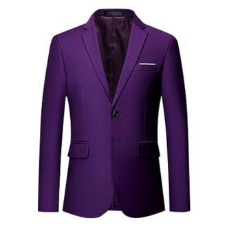 Generic Red Suit Men Black Coat Blazer Men Men Gifts 2024 Mens Slim Fit Jacket Two Button Notched Lapel Casual Suit Jacket White Blazer Men (Purple, XXL)