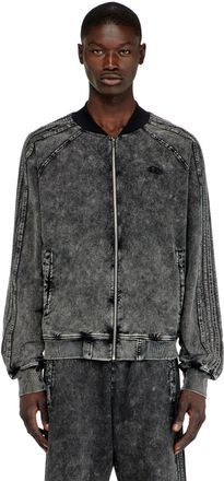 Diesel Zip-up sweatshirt with sleeve bands - Sweaters - Man