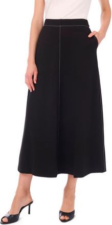 Vince Camuto Topstitch A-Line Maxi Skirt in Rich Black at Nordstrom, Size X-Small
