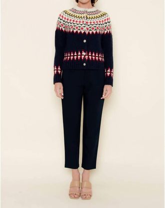 FORE COLLECTION Fair Isle Knit Sweater Cardigan In Black Multi