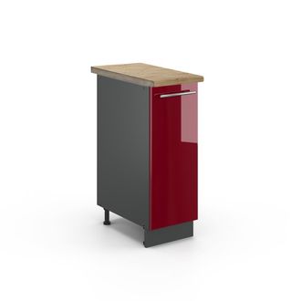 Vicco Armario De Farmacia Fame-line, Rojo Burdeos Alto Brillo, 30 Cm, Et Roble Vicco
