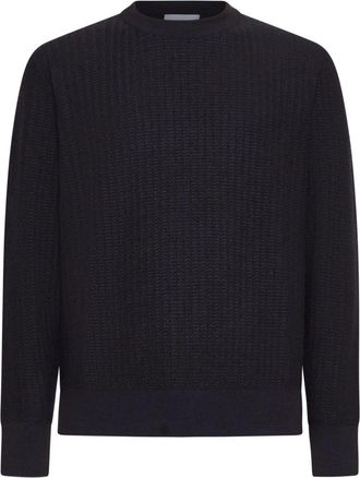 D4.0 Geborduurd Pullover - Heren - Ronde hals truien - Blauw - 2XL - Wol - Truien & Vesten