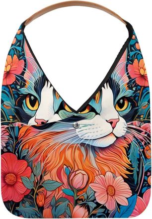 Generic Color Drawing Cat Reusable Lightweight Grocery Bags - Foldable Into Compact Pouch, Washable & Sturdy, Multipurpose for Shopping and Travel