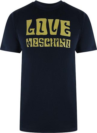 Love Moschino Heren Groovy Katoenen T-Shirt (Marineblauw)