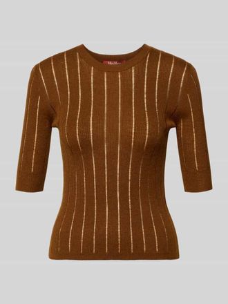 Max Mara Slim Fit Pullover aus Seiden-Woll-Mix Modell RAGNO in Mittelbraun, Gr&ouml;&szlig;e XL