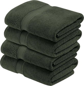 Superior Set Of 4 Egyptian Cotton Plush Heavyweight Absorbent Luxury Soft Bath Towels