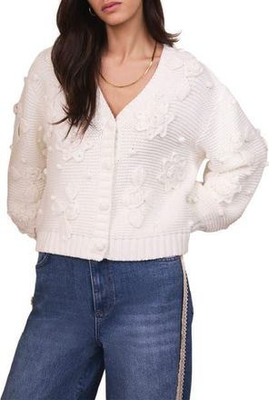 Mint Velvet Applique Flower Cardigan in Ivory at Nordstrom, Size X-Small