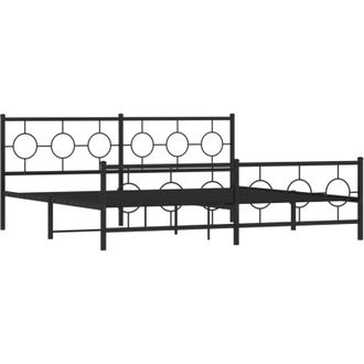 vidaXL Vidaxl - Estructura Cama Sin Colch&oacute;n Con Estribo Metal Negro 200x200 Cm