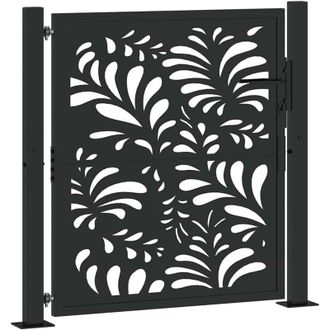 vidaXL Puerta De Jard&iacute;n Dise&ntilde;o Ondulado De Acero Negro 100x100 Cm Vidaxl