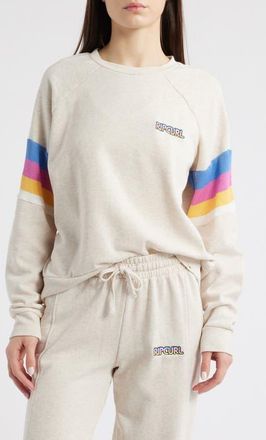 Rip Curl Las Dalias Cotton Blend Fleece Raglan Sweatshirt in Oatmeal Marle at Nordstrom, Size Medium