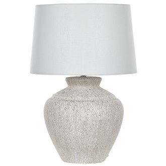 Beliani L&aacute;mpara De Mesa De Base De Cer&aacute;mica Pantalla De Tela Beige Claro Tradicional Sala De Estar Caine