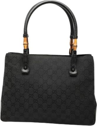 Gucci Pre-owned Canvas Tote - Dames - Vintage Shopper - Zwart - ONE Size - Leer - Vintage
