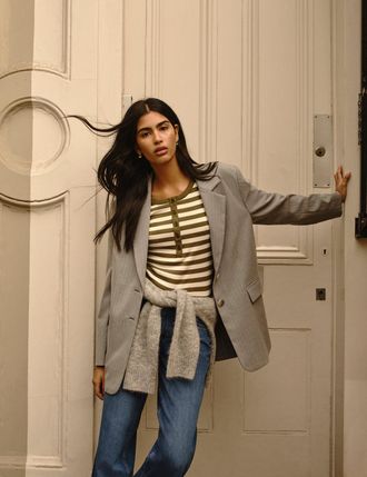 Nobody's Child Green Striped Ribbed Jersey Top