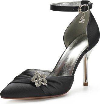 Miyoopark Womens Wedding Dress Shoes Stiletto High Heel Occasions Pumps M524 Black UK 7.5