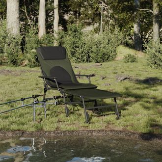 vidaXL Tumbona De Pesca Con Patas Para Barro Ajustable Plegable Verde Vidaxl