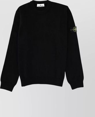 Stone Island ribbed cuff and hem knit sweater